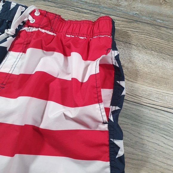 Faded Glory Men 32" to 34" American Flag Swimming Board Shorts Trunk Red - Picture 5 of 8